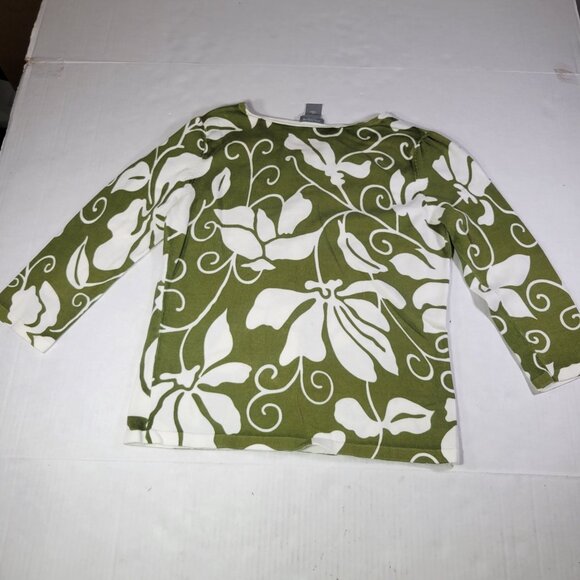 Ann Taylor Petites Green & White Floral Button-Down Cardigan Sweater Size S - Picture 6 of 7